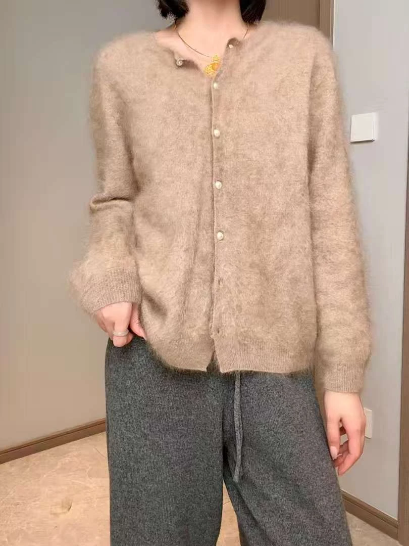 【绵绵奶咖】秋冬宽松针织衫羊绒开衫女保暖慵懒风毛衣休闲上衣