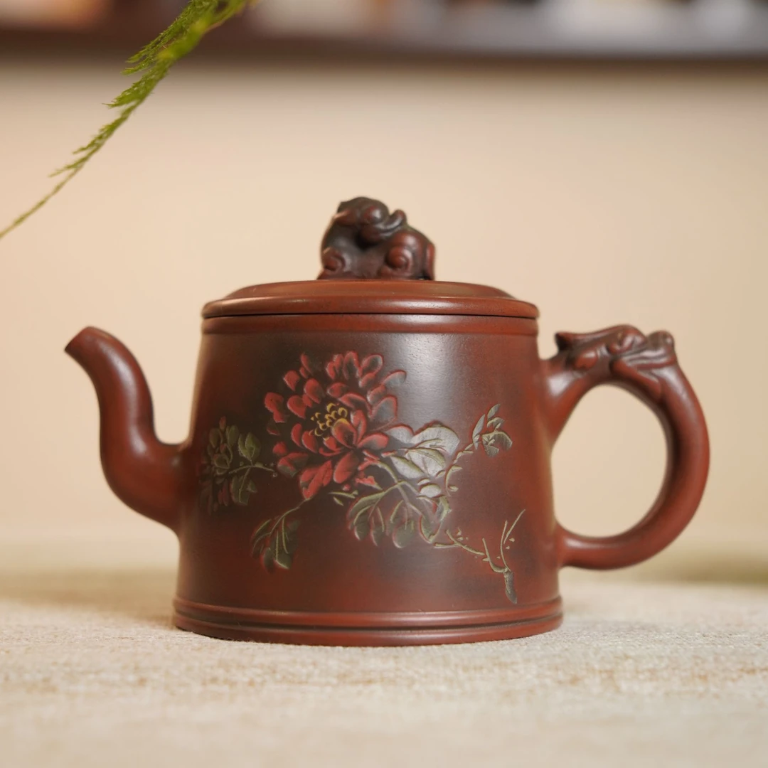 陶礼【花貔缀香】广西钦州坭兴陶茶壶单壶手工壶200ml