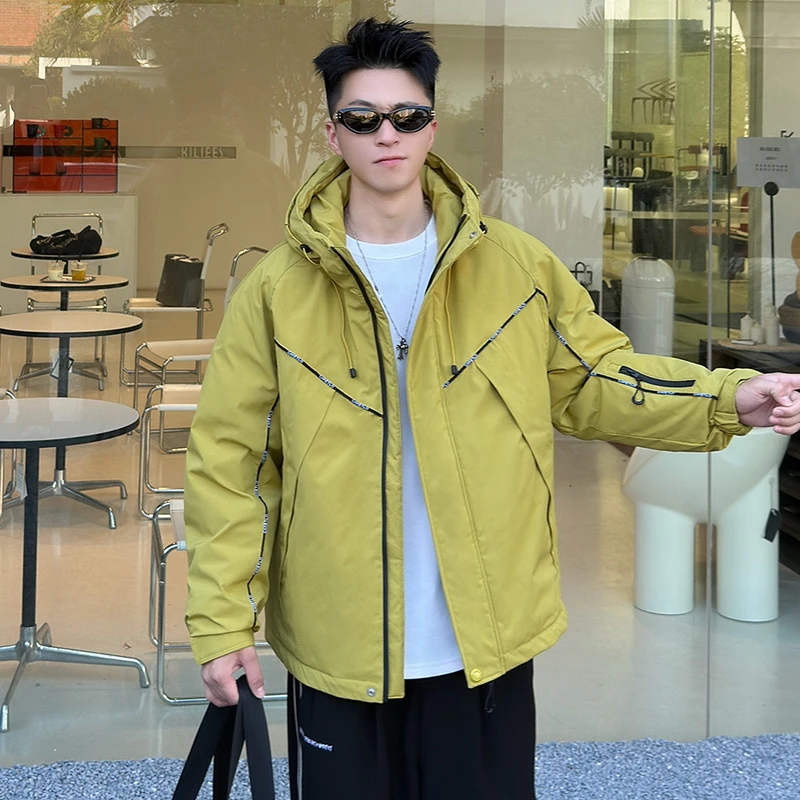 942-1702 2024冬季滑雪保暖锁温男士百搭时尚潮流帅气短款棉外套