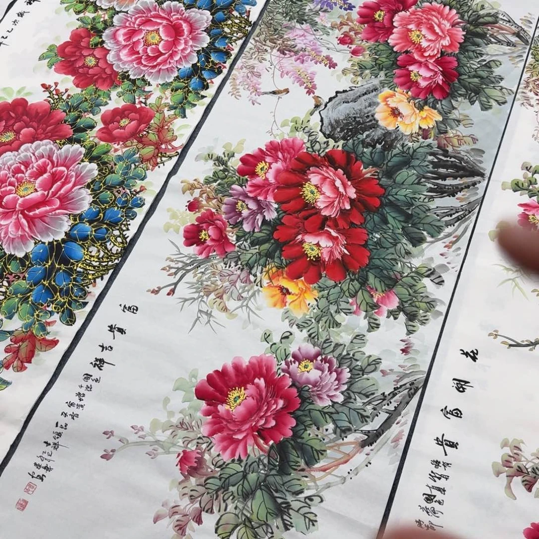 大***烟国画尺寸70X180纯手绘作品