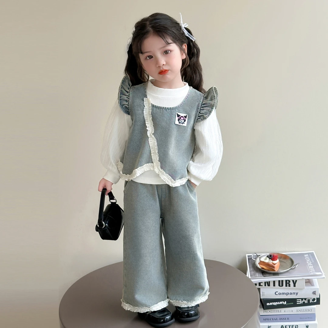 女童春秋装牛仔三件套2025新款洋气韩版小女孩时髦衣服儿童秋装潮