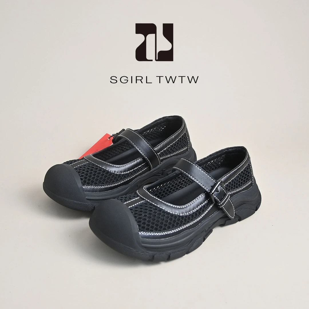 SGIRL 厚底网面镂空运动玛丽珍鞋2025夏季新款轻软户外徒步单鞋女