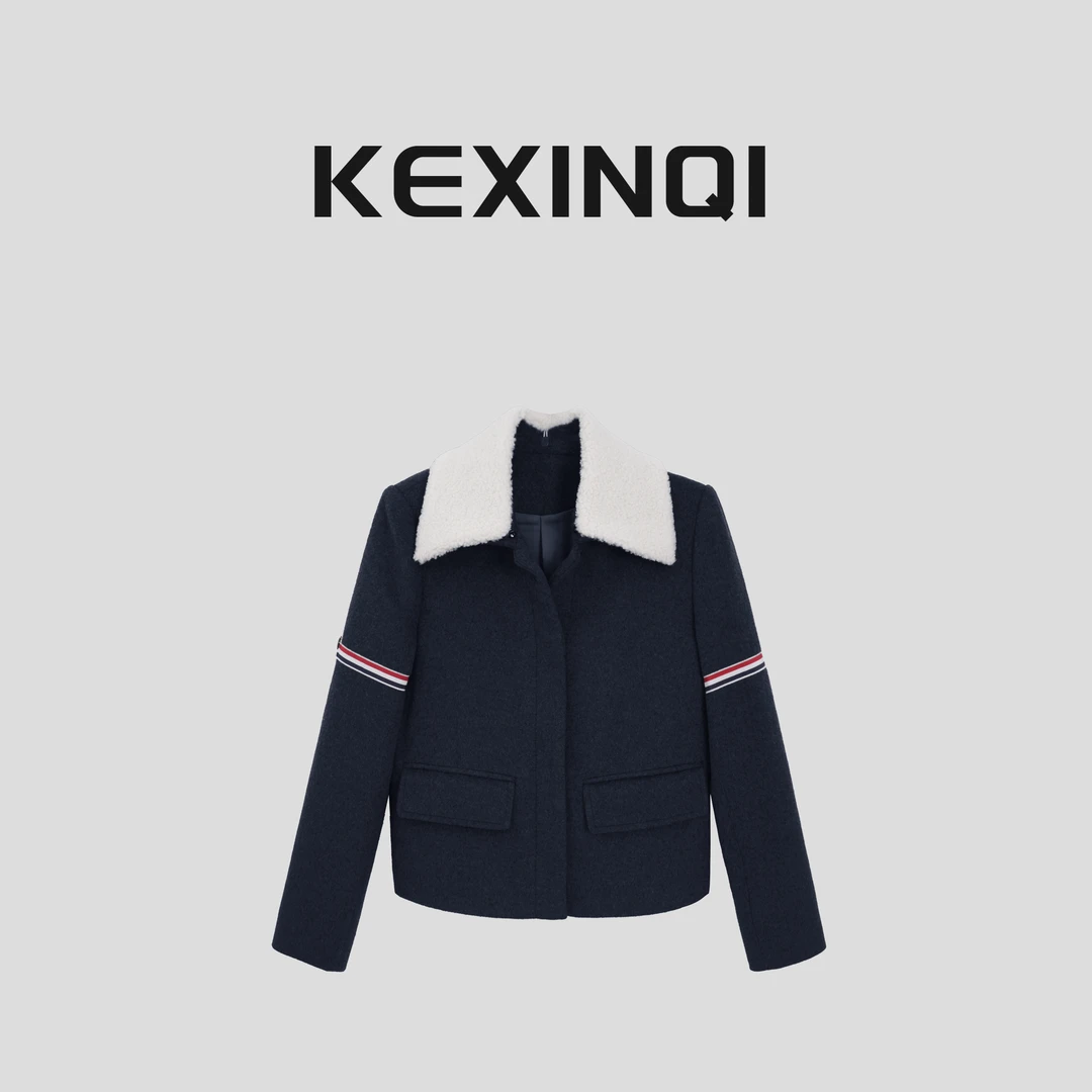 KEXIN 毛呢拆卸领外套 2024秋冬新款百搭时尚外套-2410NWZKX21295