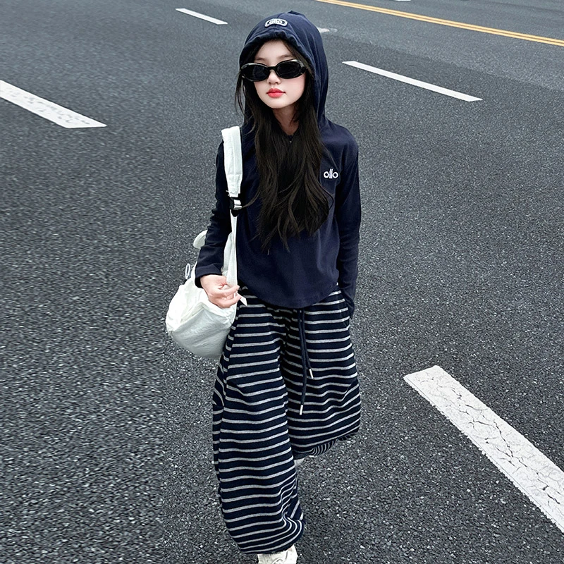 女童春秋款韩版休闲卫衣套装中大童小女孩洋气时髦儿童秋装两件套