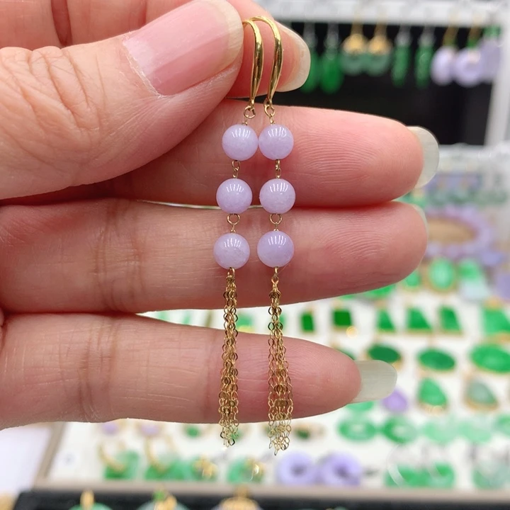 翡翠18K金镶嵌耳饰