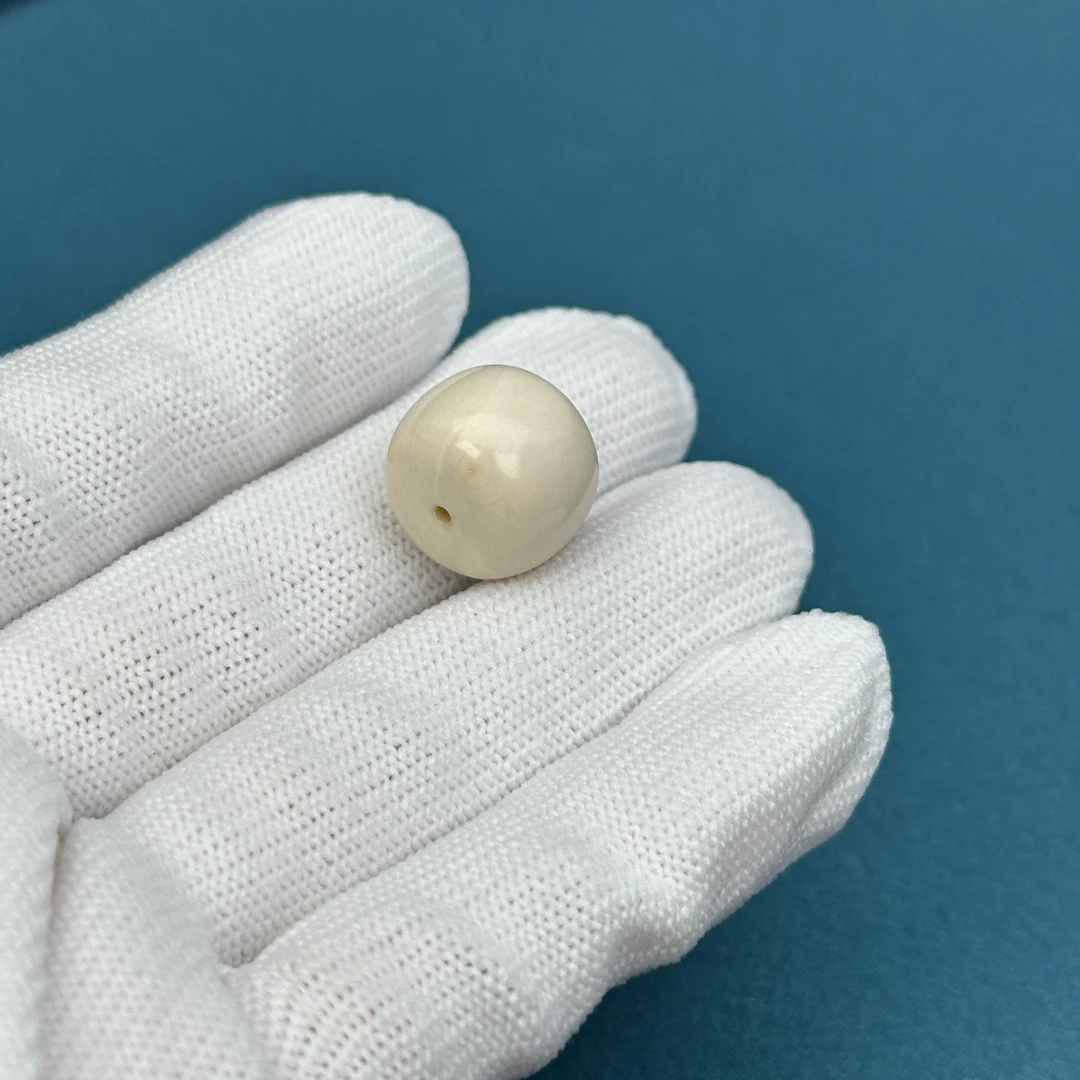 S3355天然猛犸牙桶珠15.3*12.8mm支持鉴定 假一罚四