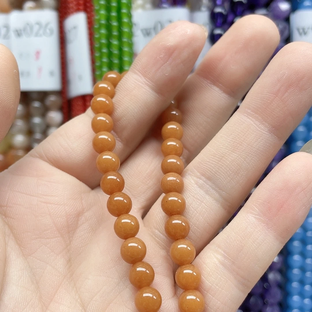 一***寒合金玛瑙/玉髓珠宝半成品一条红翡6mm