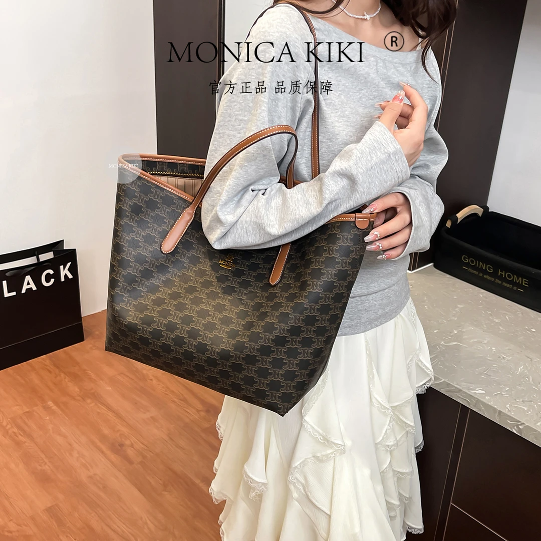 MONICA KIKI/莫妮卡奇奇复古轻奢手提质感单肩斜挎托特包2211