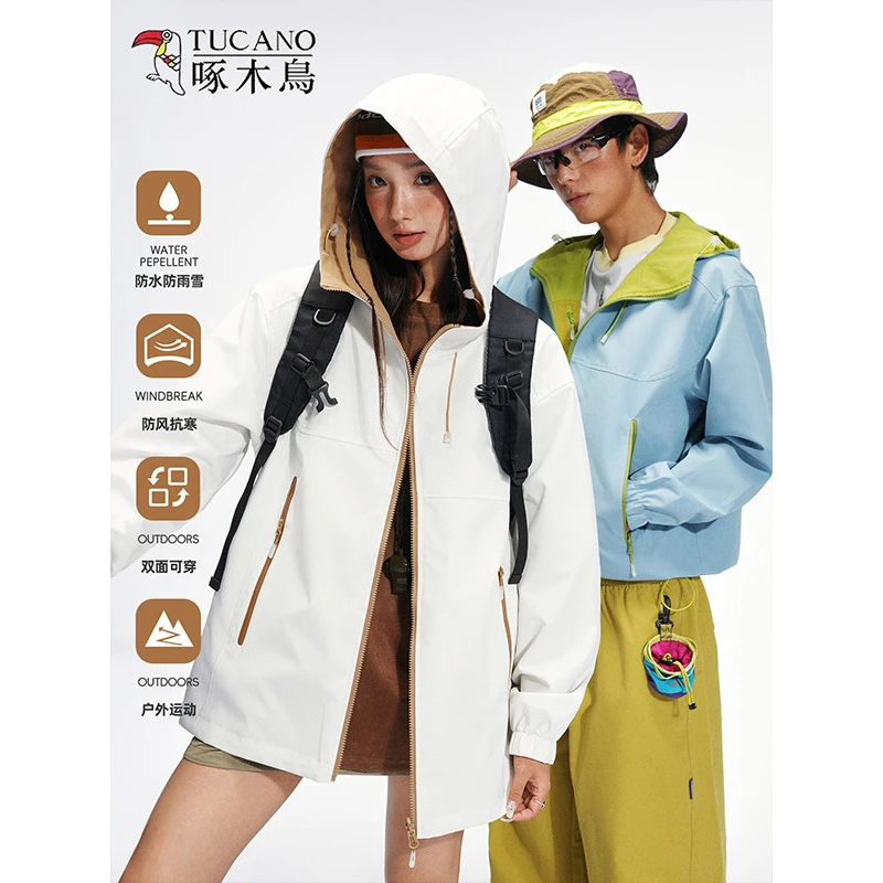 情侣啄木鸟外套男女春秋2025新款户外冲锋衣美式街头早秋情侣防风