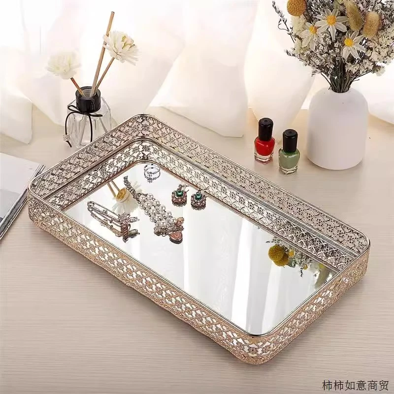 托盘首饰化妆品收纳置物架饰品简约轻奢茶盘托盘