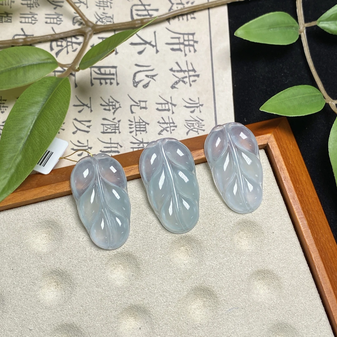 思懿手镯之家-翡翠叶子-约33*19*3mm-103003-ZSZB-多样性发一