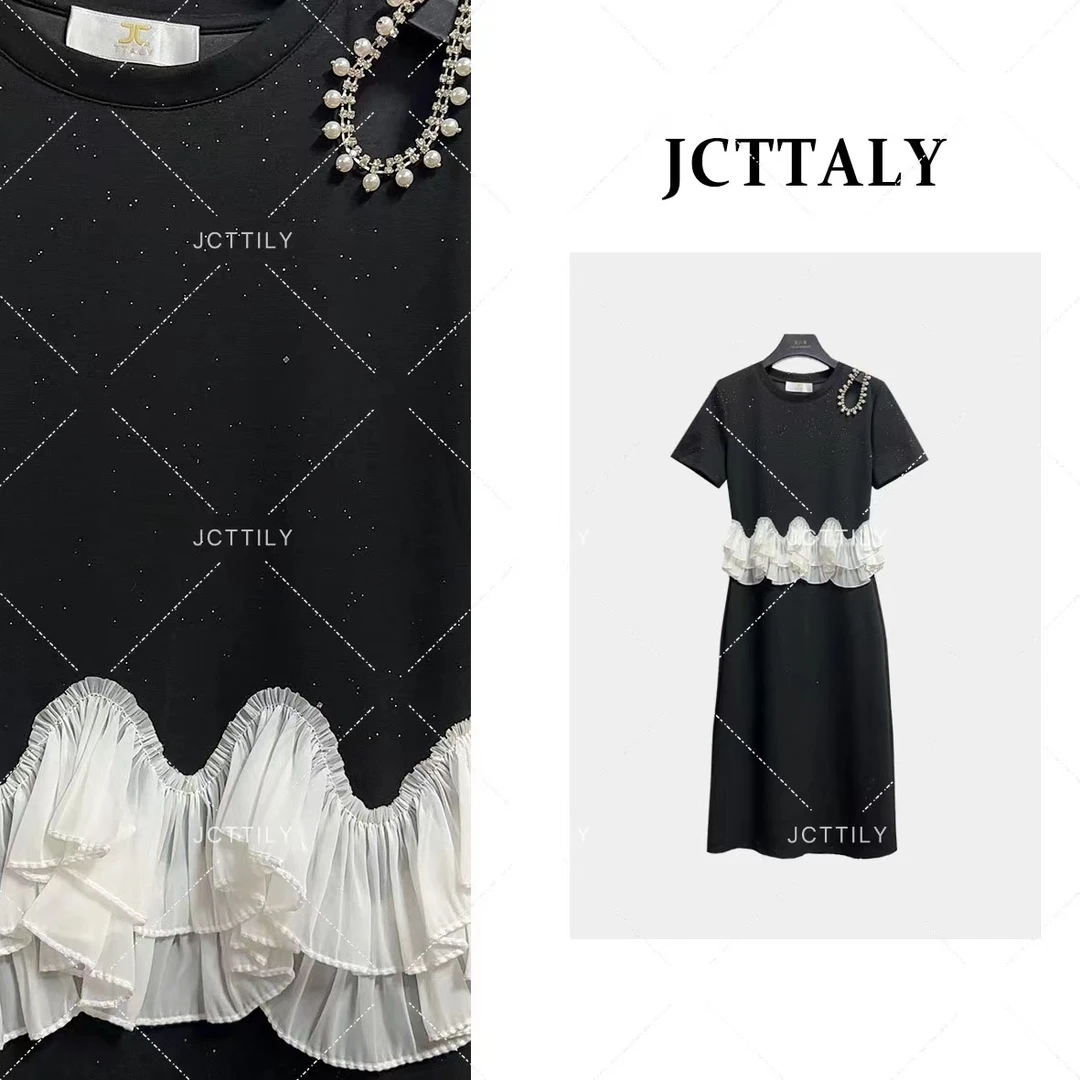 【Linda】编码【63】夏季时尚亮钻法式镂空花边气质连衣裙JC-A2975