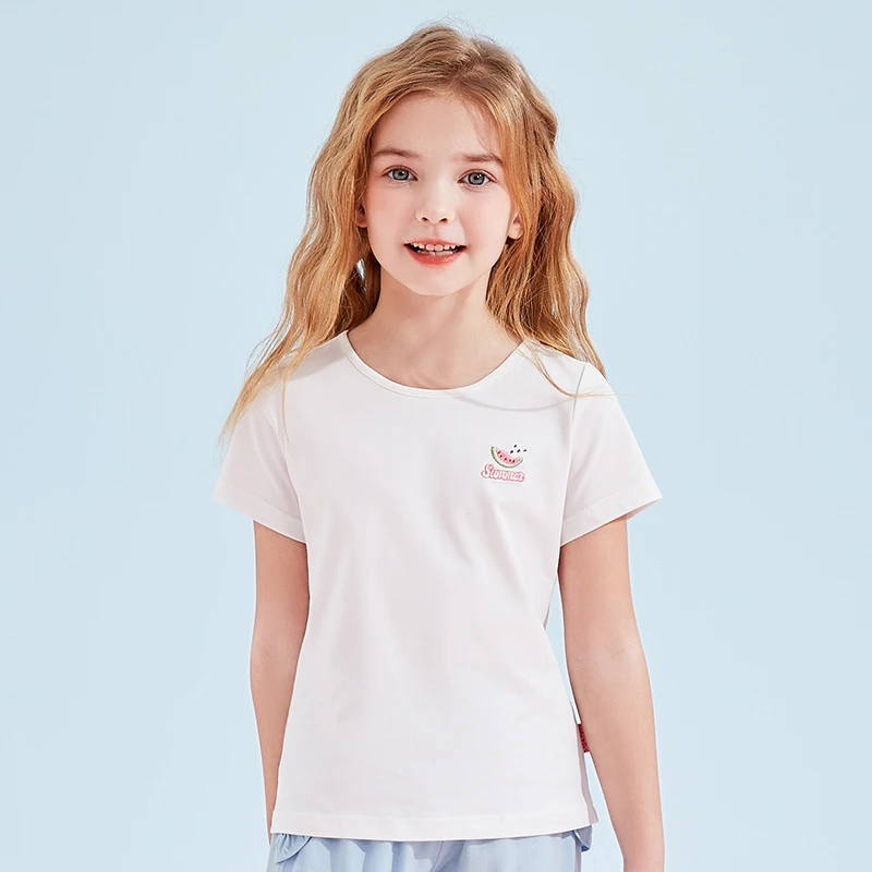 DEESHA/笛莎潮童开学穿搭短袖女童24年夏季中大童圆领印花款上衣