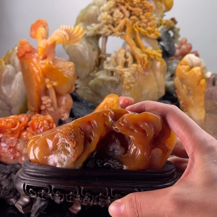 田黄石悟道达摩摆件