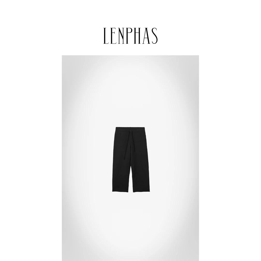 【LENPHAS】黑色系绳下摆卷边卫裤