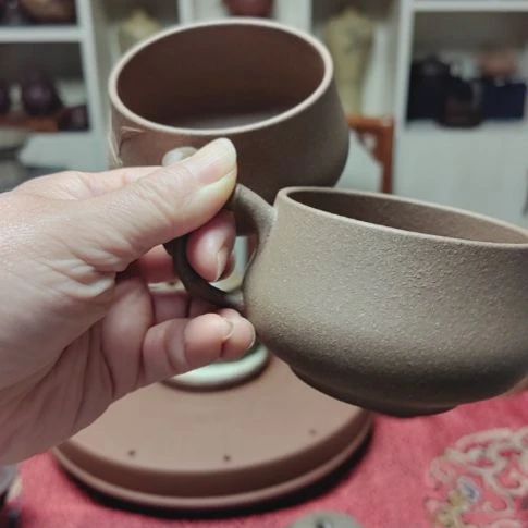 茶杯紫砂小***G带把主人杯150Cc手工制作