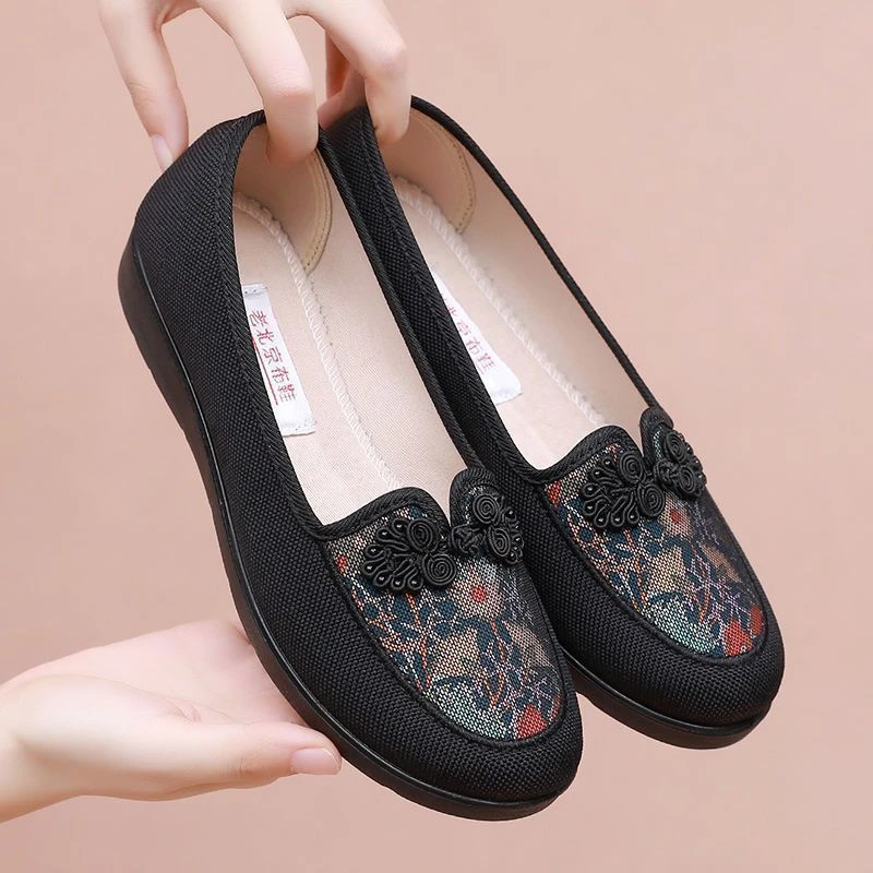 老北京布鞋女妈妈鞋中老年透气防滑奶奶鞋加肥老人老太太软底布鞋