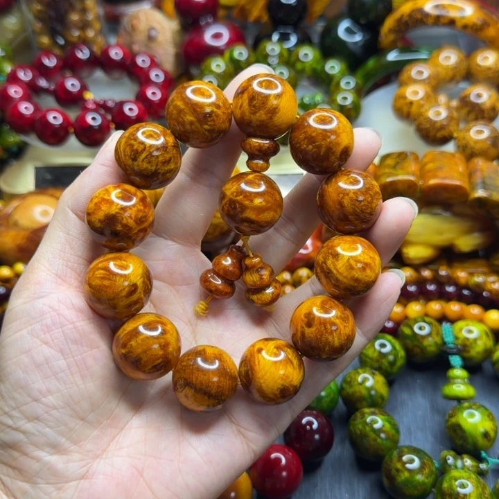 松木琥珀木文玩手串