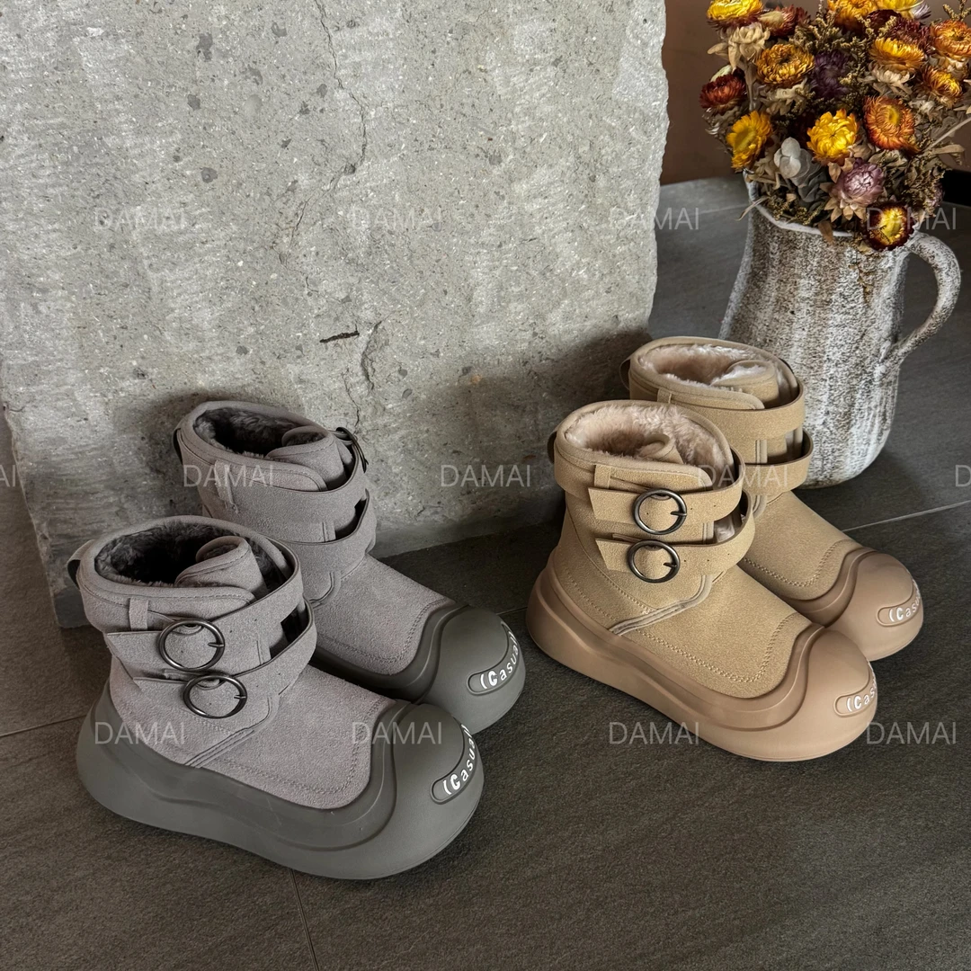 【DAMAI】小暖炉丨开口笑雪地靴2025新款厚底加绒保暖防水大头棉鞋