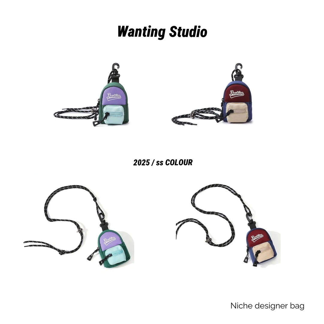 小众设计师款复古迷你书包款耳机包零钱包钥匙包多口袋防水挂件