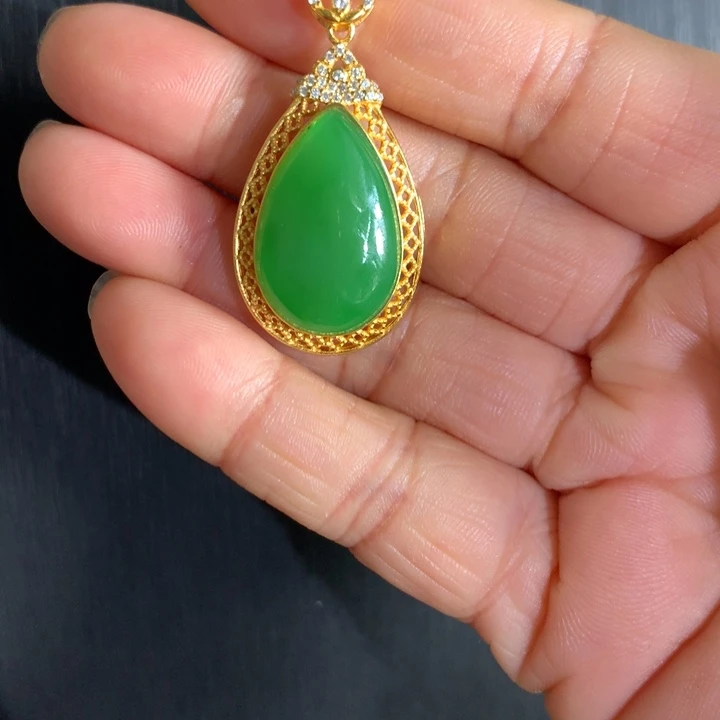 和田玉吊坠银S925镶嵌