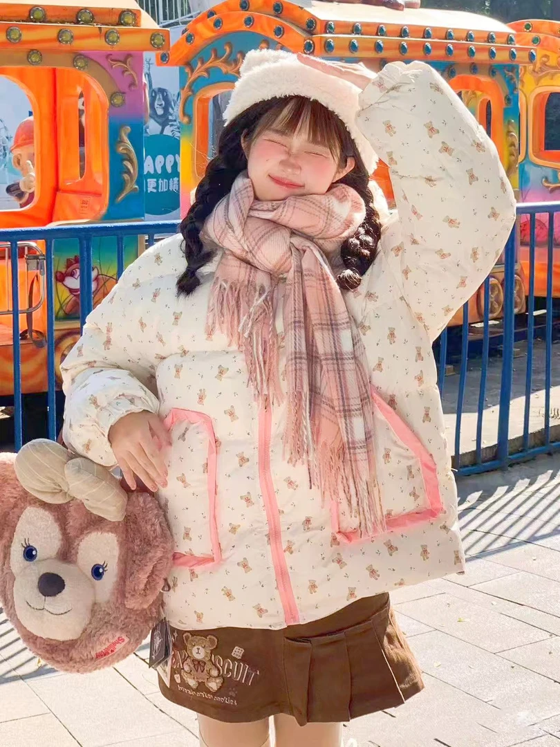 超级可爱韩系小熊棉服加厚宽松小个子冬季大码棉服外套百搭甜美