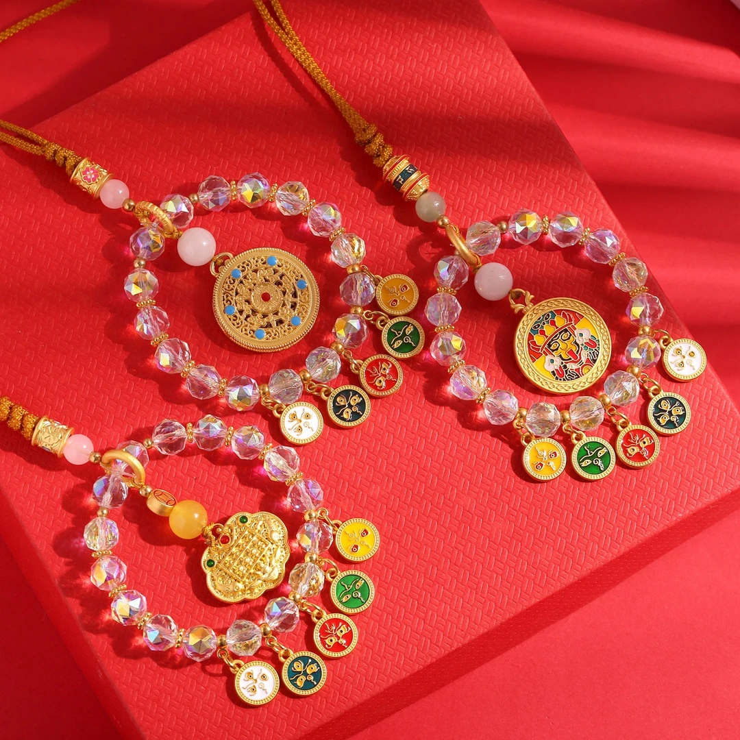 灵隐五路财神炫彩车挂五彩琉璃算盘平安汽车挂件挂饰吊坠车载好物