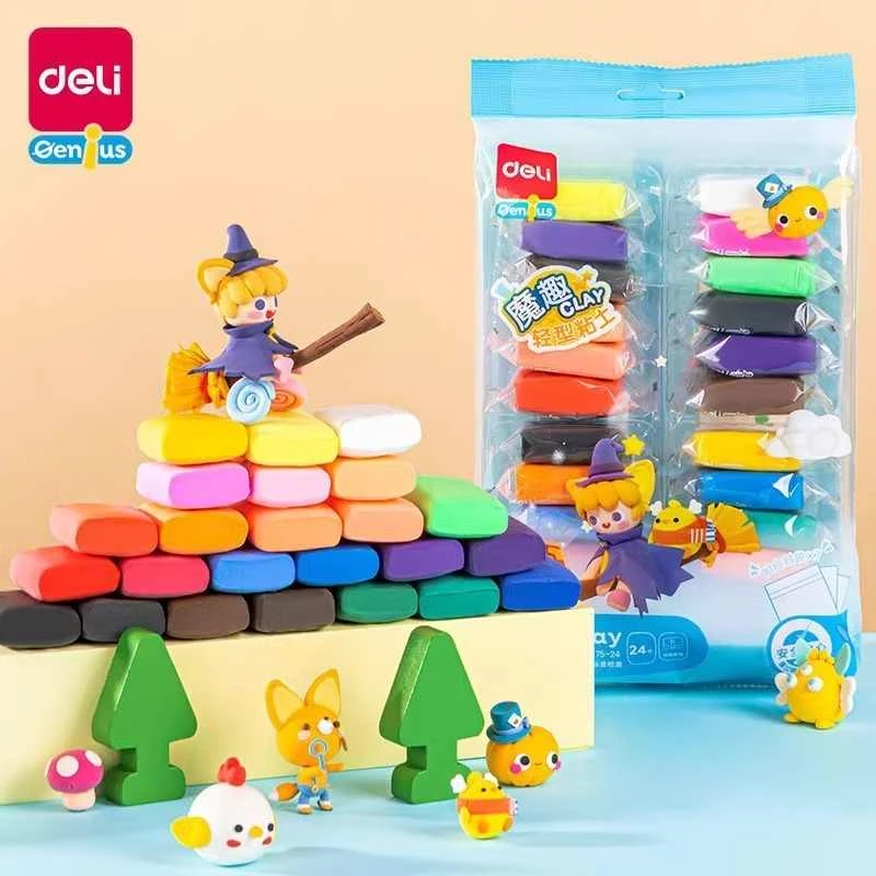 【直播专享】得力魔趣系列YC175轻型彩泥12色安全不粘手儿童橡皮泥