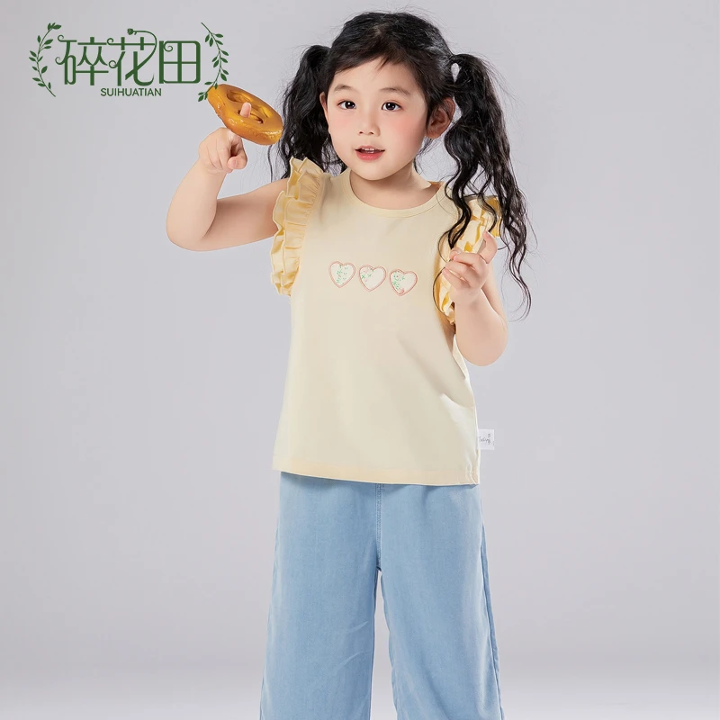 儿童短T女中小童三个心短TTX164