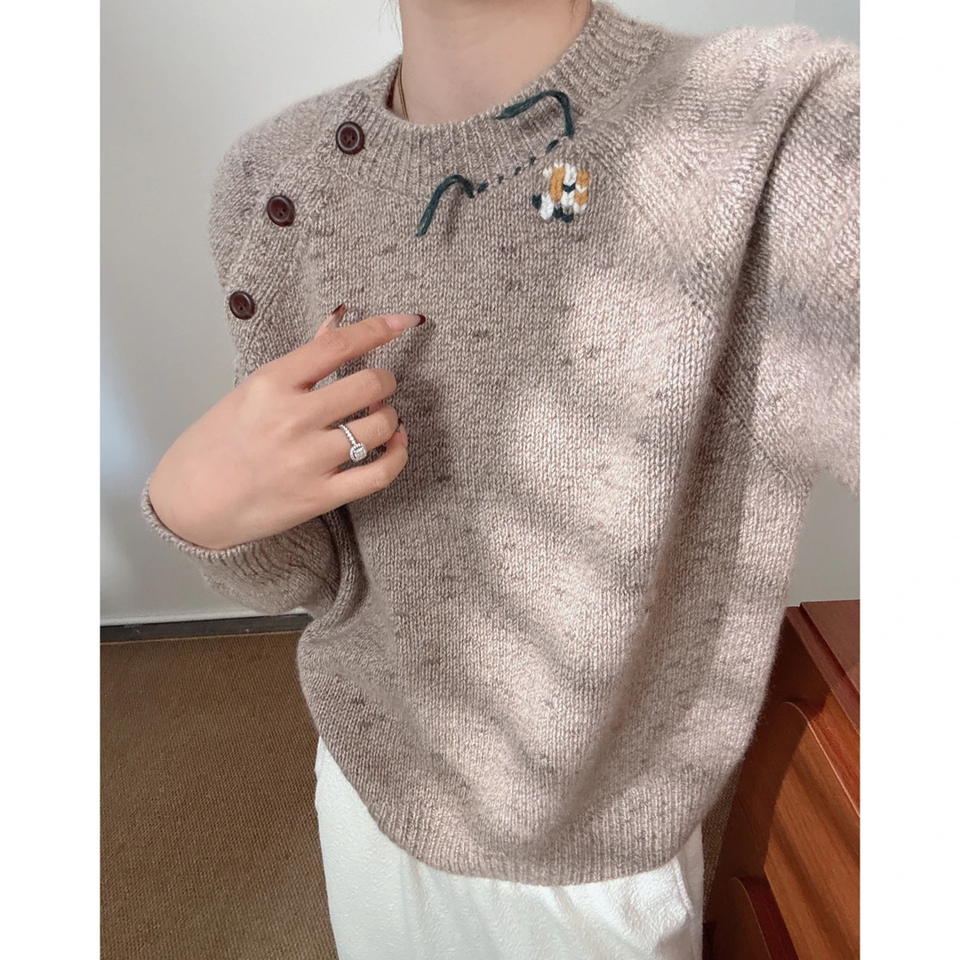 100%纯山羊绒2025秋冬新款加厚保暖极简风长袖圆领针织打底衫套头