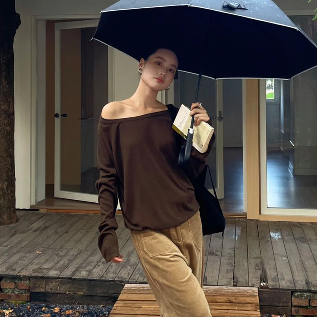 PURITYYH小众极简休闲针织衫女秋内搭外穿毛衣时尚大圆领长袖上衣