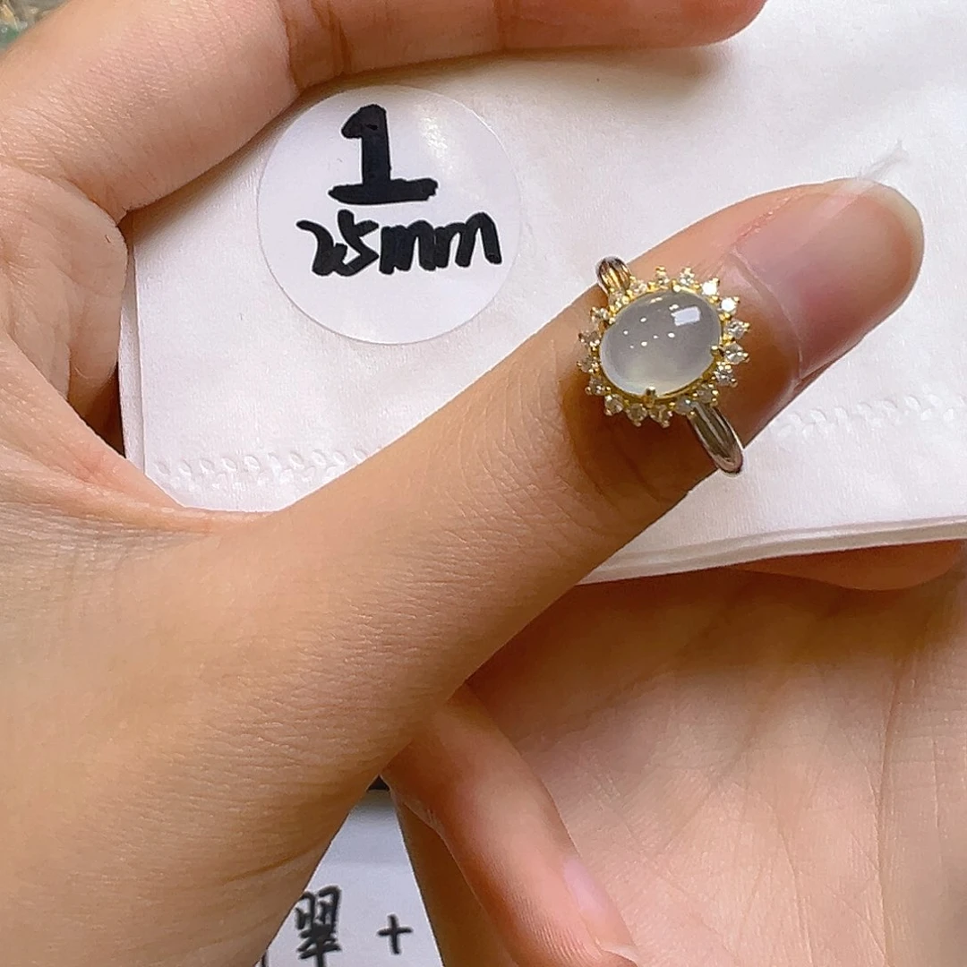 翡翠戒指银S925镶嵌翡翠