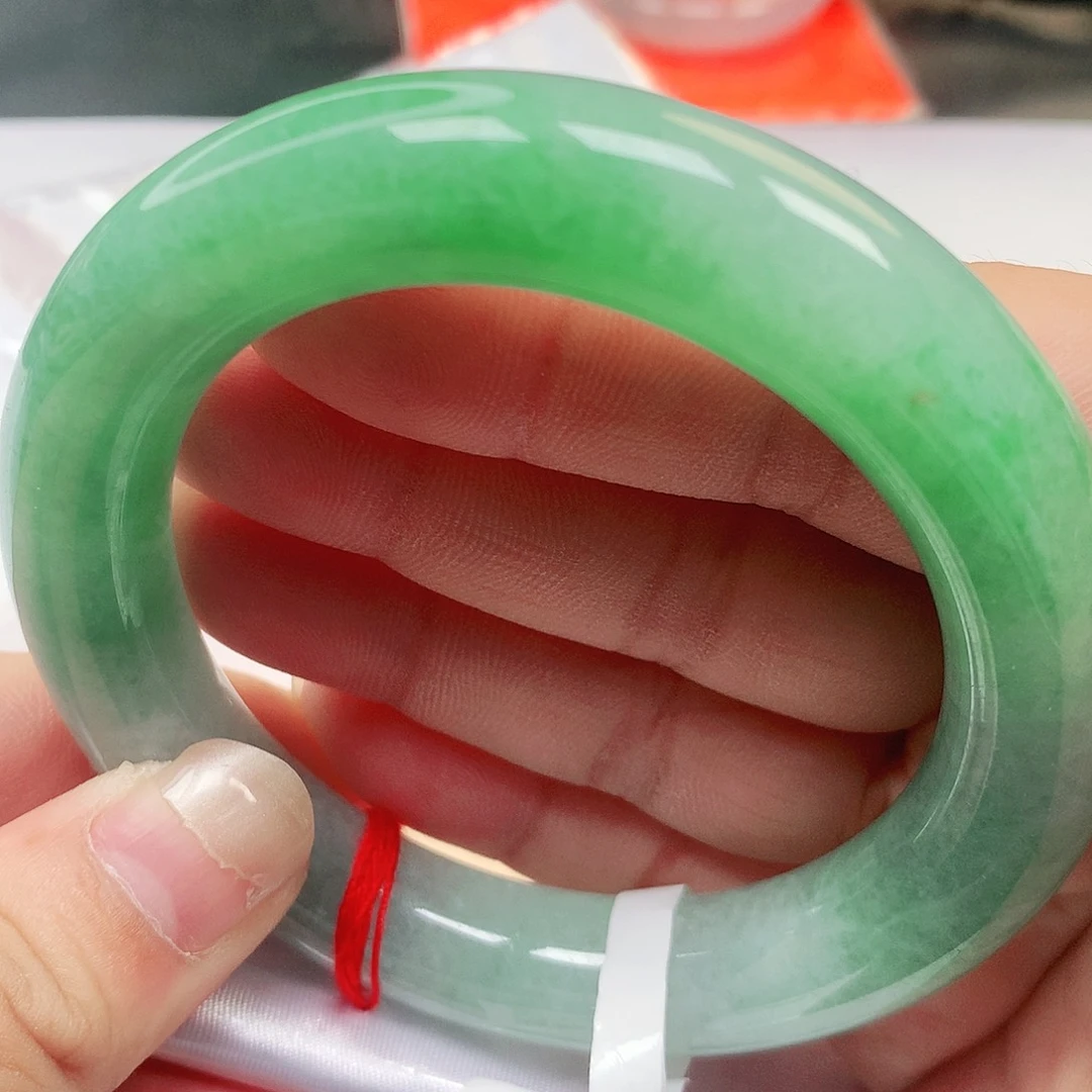 未镶嵌手镯翡翠缅甸纯天然A货翡翠满色大胖圆144号