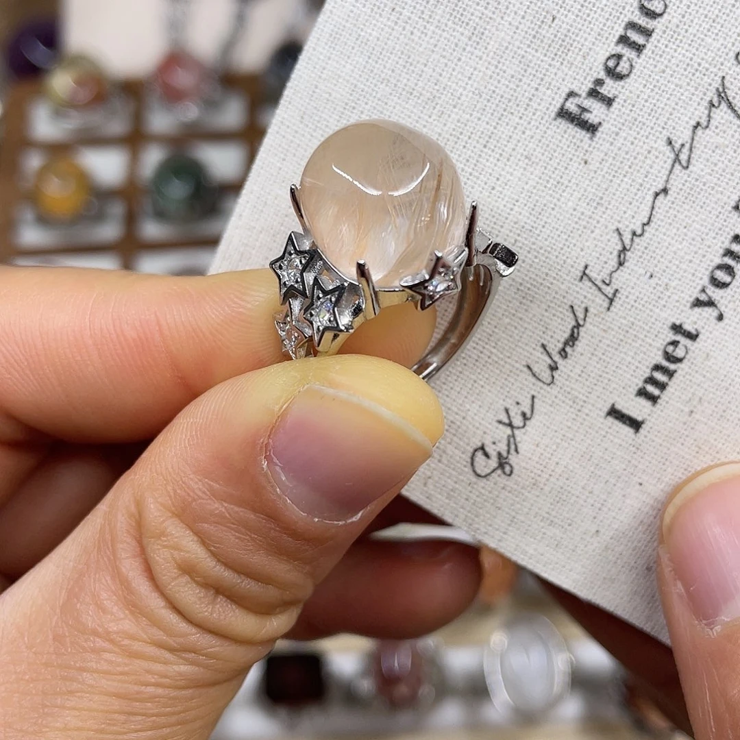 【闪购商品】银S925镶嵌珠宝半成品水晶戒指