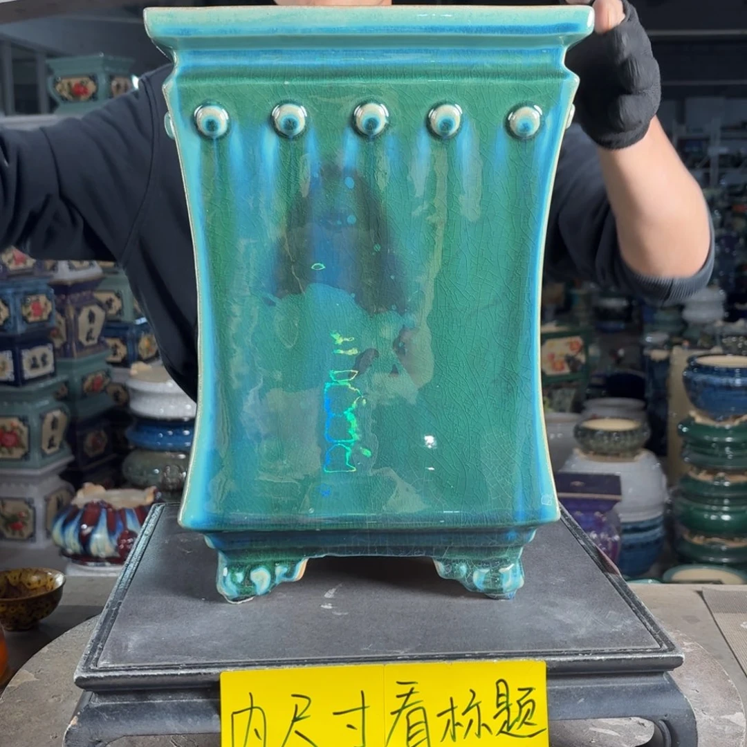一风堂石湾花盆 内18*28烧窑痕迹微瑕