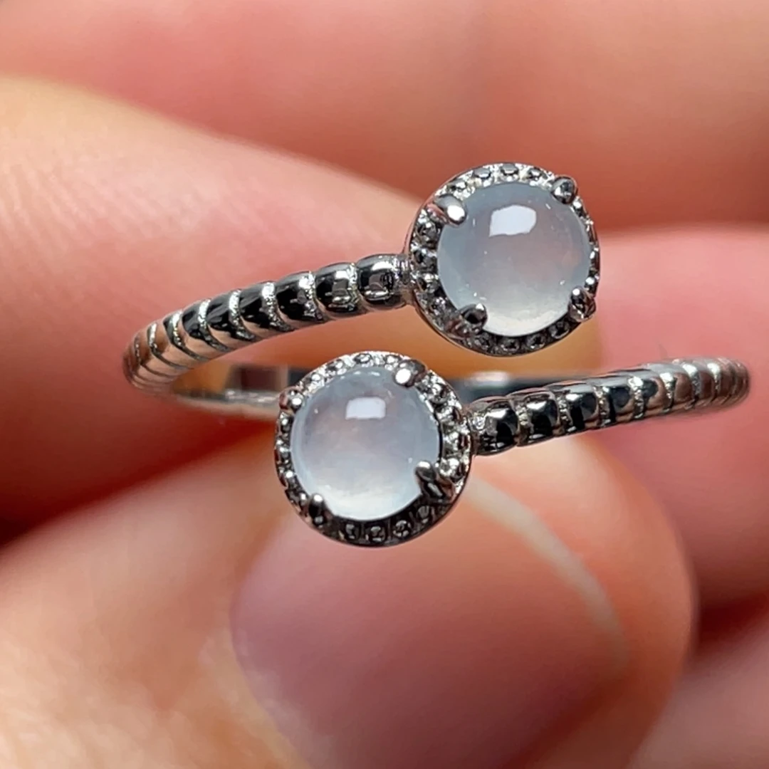 翡翠银S925镶嵌戒指纯天然缅甸翡翠A货