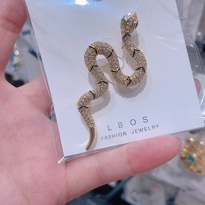 铜合金锆石小蛇胸针