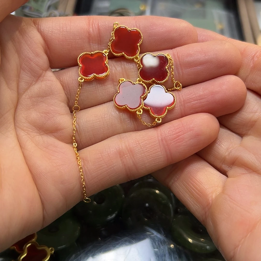 玛瑙/玉髓手链银S925镶嵌卓***袋