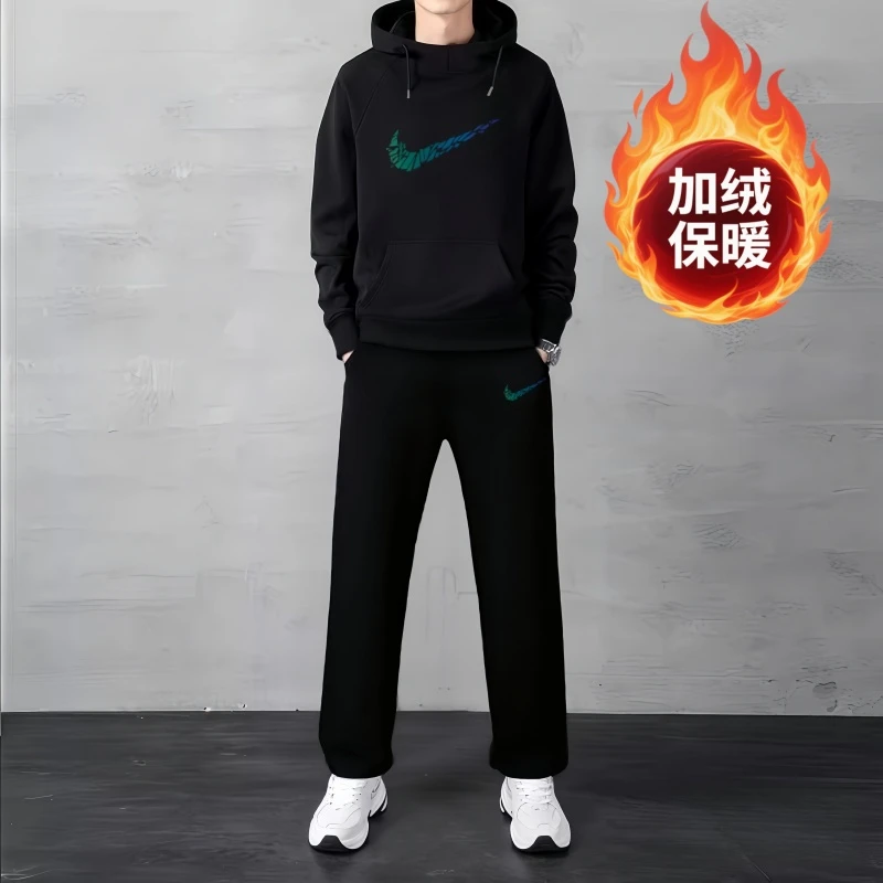 【两件套】正品连帽卫衣男2025春秋帽衫休闲运动套装两件套长裤卫裤