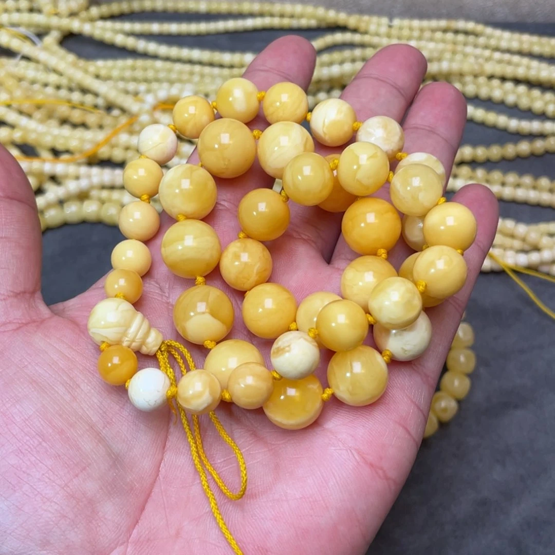 蜜蜡裸石未镶嵌蜜蜡项链8-15mm