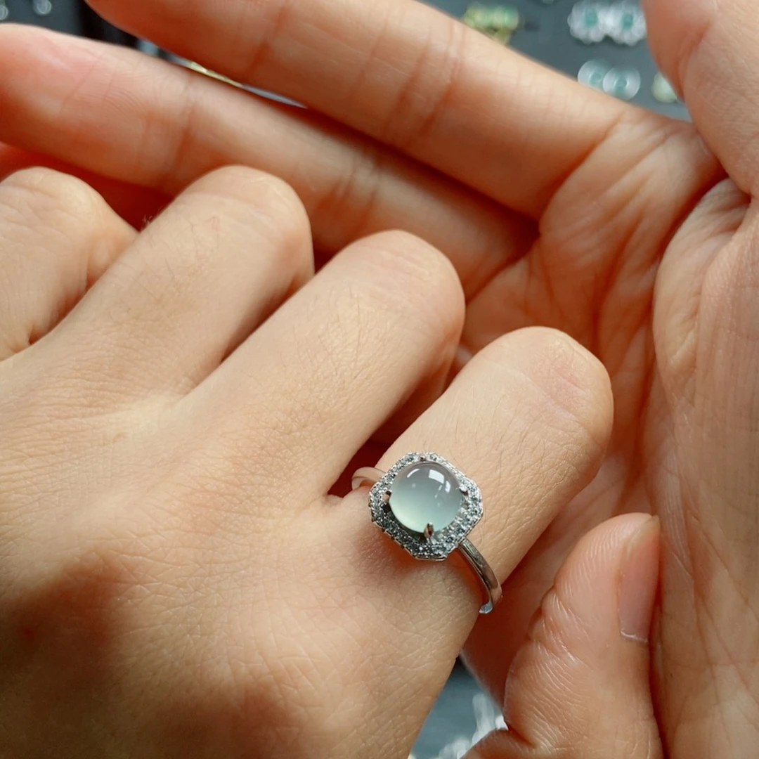 翡翠银S925镶嵌耳饰