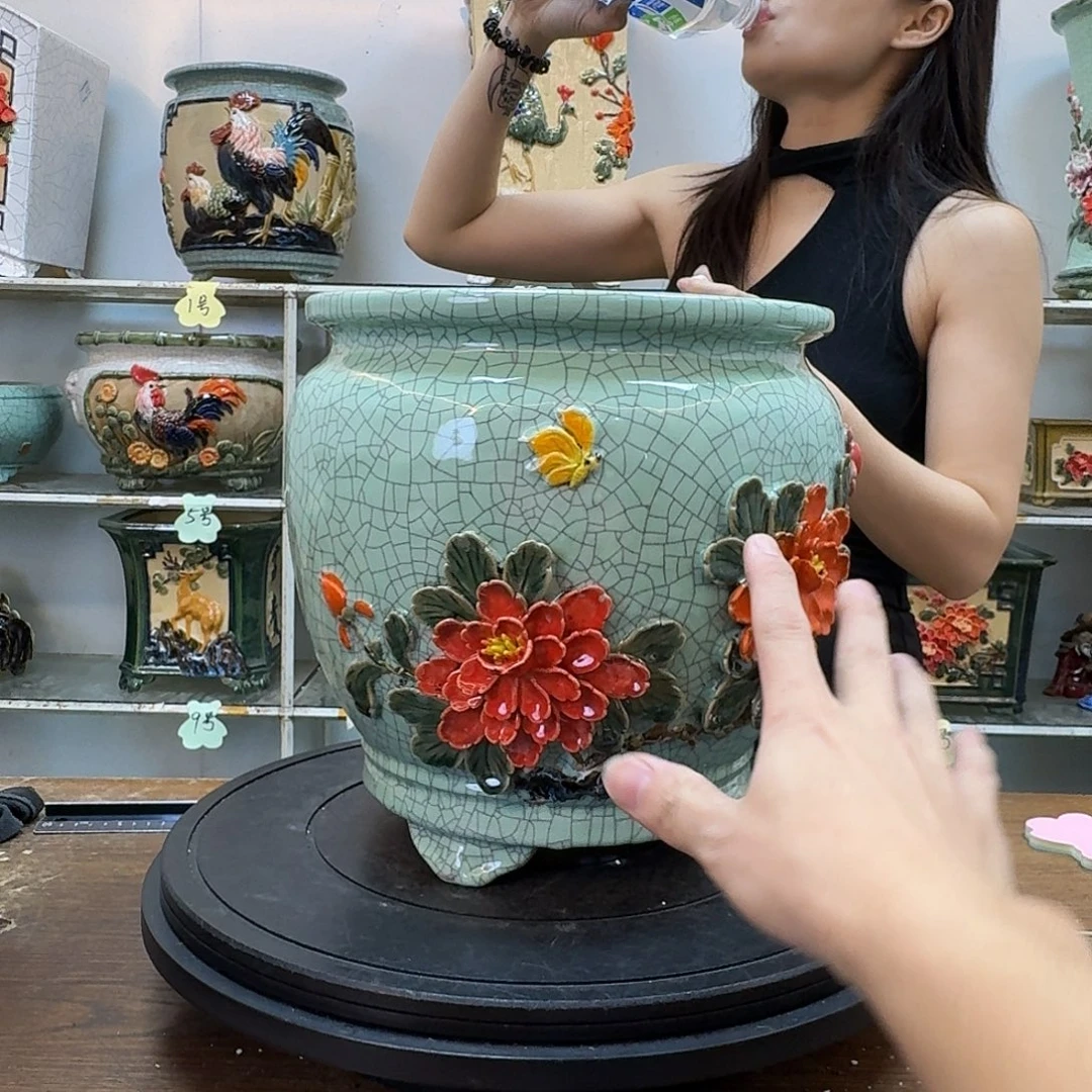 贤***旦无花朵石湾盆300陶泥花盆