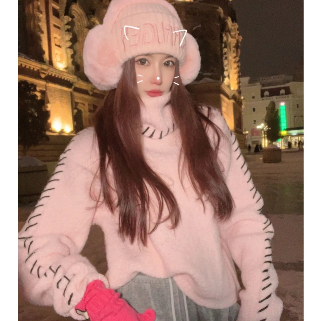 婉君【桃桃芝士】秋冬时尚针织宽松显瘦圆领长袖毛衣LWJ23C3M1254