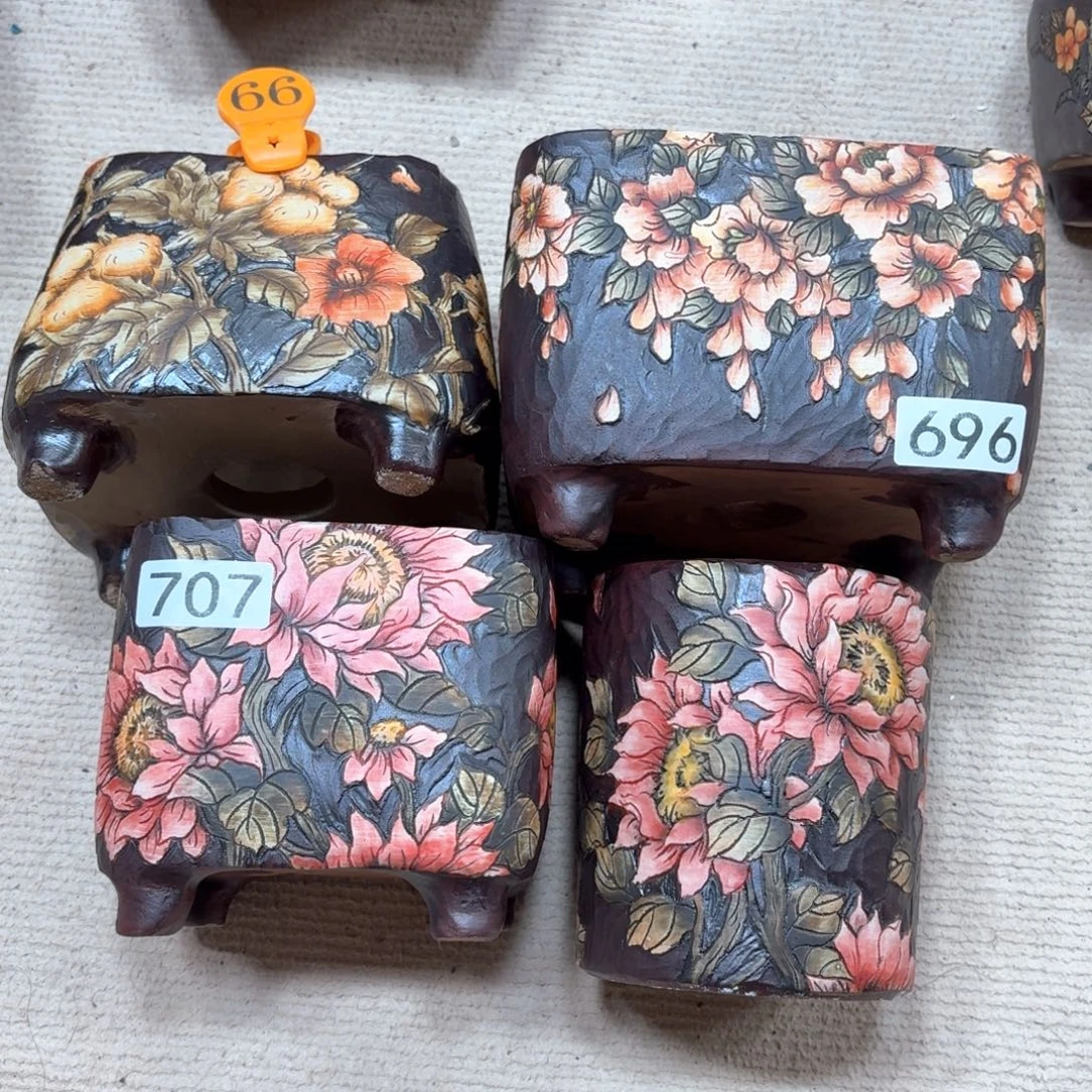 三****紫砂花盆陶瓷多肉花盆微瑕