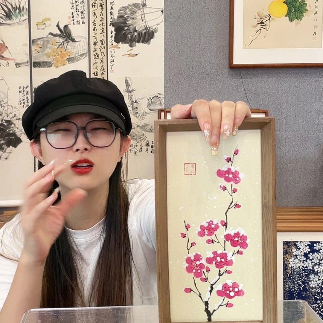 书法手绘带框尺寸：16*29