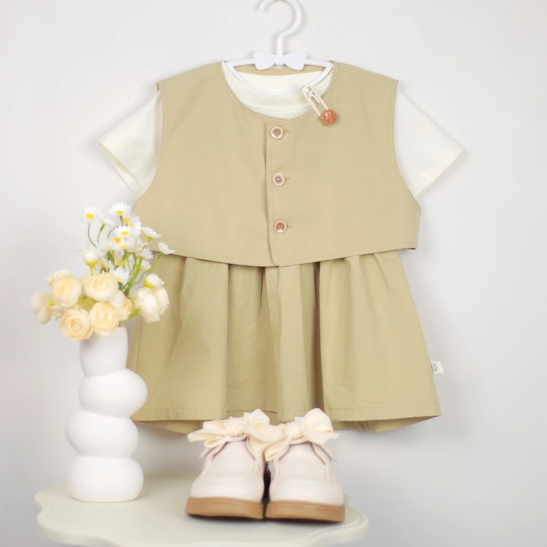套装半身裙中性女宝汉服小童上衣女夏季公主风纯色洋气简约