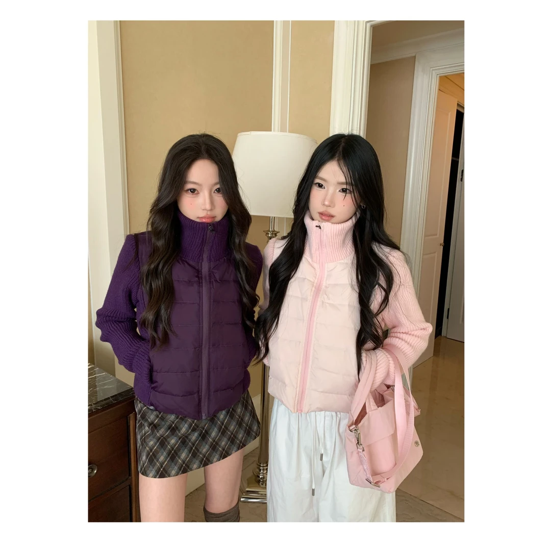 NECY【莓果香气】90白鹅绒立领拼接鹅绒服冬季保暖