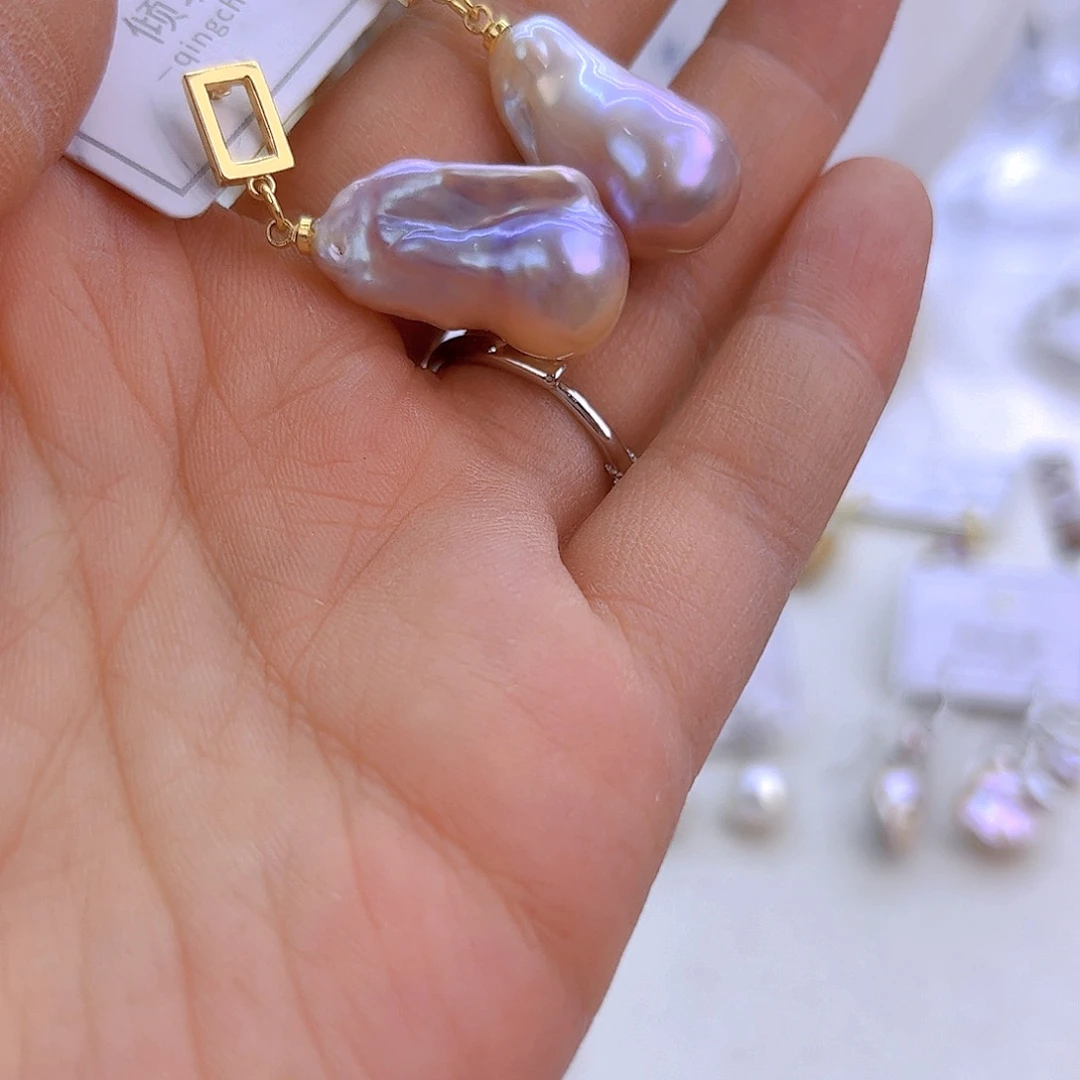 银S925镶嵌淡水珍珠347