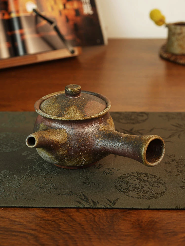 伊禾集物 日本备前烧匠人 柴冈信义 侧把急须壶 茶壶 1213#