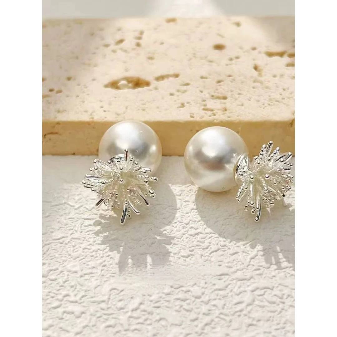 铜合金耳饰 日韩森系几何耳钉白色薄雾少女风新中式耳饰N2967